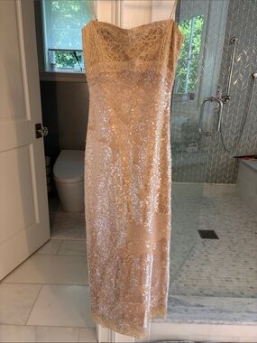 Sequin Lace Slip Dress in Champagne
